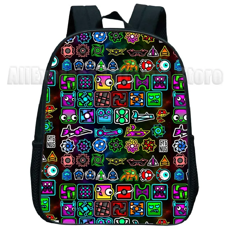Angry Geometry Dash Kindergarten Backpacks Boys Girls Anime Print Mini Bookbags Toddler Kids Cartoon School Bags Child Rucksack 6