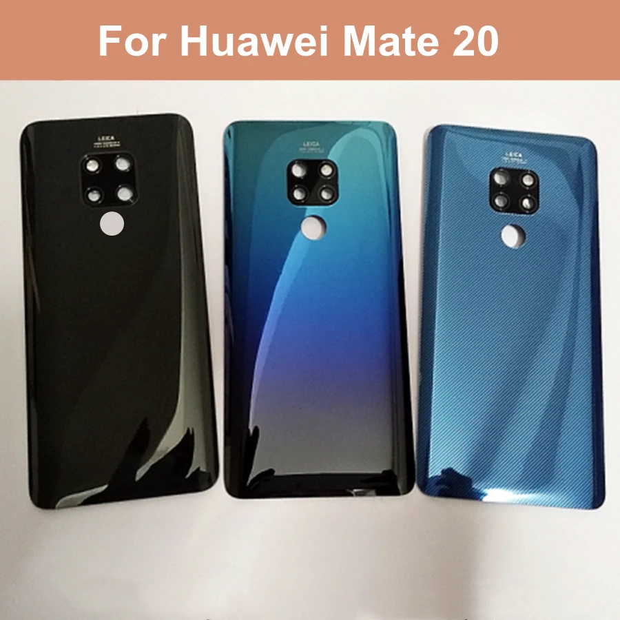 

Крышка батарейного отсека 6,53 дюйма для Huawei Mate 20, Задняя стеклянная панель, Задняя стеклянная крышка корпуса + объектив камеры Mate20, задняя крышка
