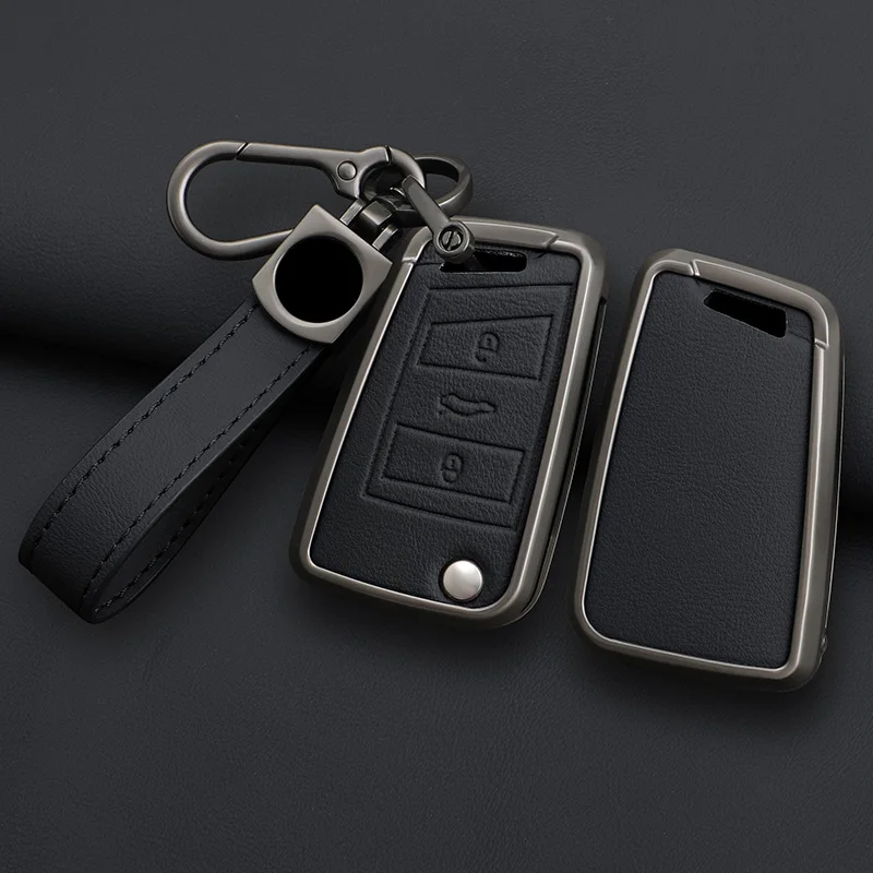 Legierung leder auto schlüssel etui abdeckung für vw volkswagen golf 7 mk7 tiguan mk2 für sitz ateca leon fr 2 ibiza skoda octavia kodiaq – Detail 17