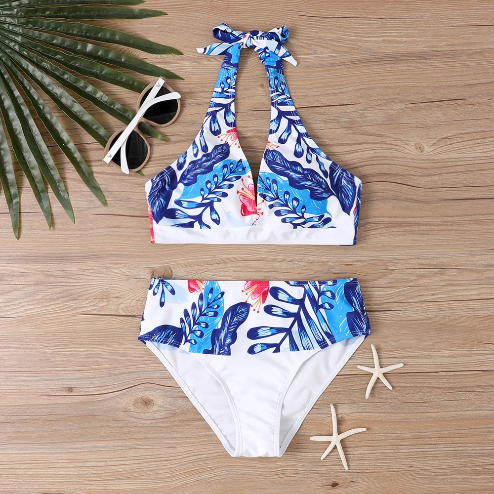 Women Summer Swimsuit Two Piece Set Beachwear Swim Suit Female Sexy Vintage Bathing Suit Bikini New Design Printing Swimwear