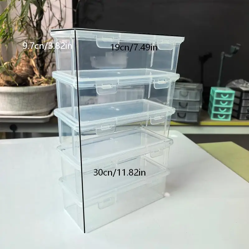 2/3/4/5pcs 투명 연필 상자 대용량 플라스틱 정리함 학교용 보관 상자 대량 쌓을 수 있는 디자인 사무용품