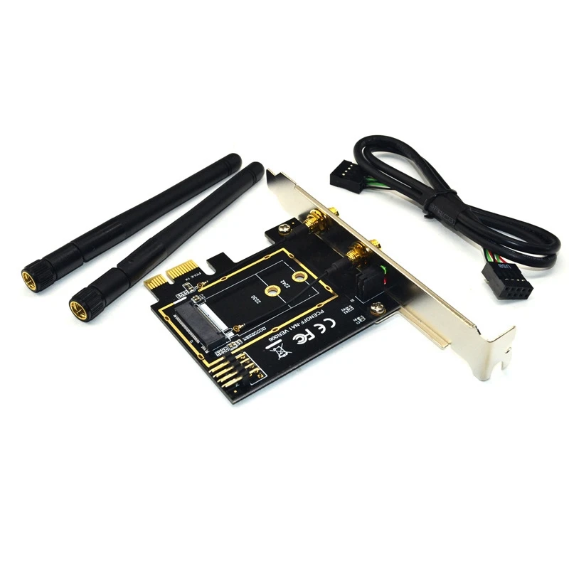 

M.2 Wifi Adapter M2 Ngff Key A-E to Mini Pci Express Wifi Raiser PCI-E 1X NGFF Wireless Support Mini Pcie Network Card A