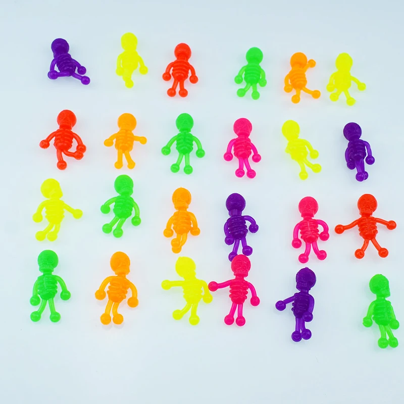 Soft Rubber Small Skeleton Zombie Model Doll Toy TPR Funny Sticky Wall Climbing Men Toys For Children Halloween Toy 10pcs