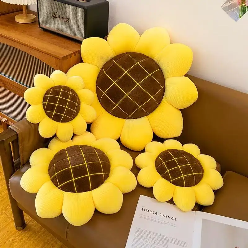 Sunflower Throw Pillow,Flower Shaped Pillows Floor Pillow Seating Cushion,Seating Cushion,Cute Room Decor & Plush Pillow for Bed