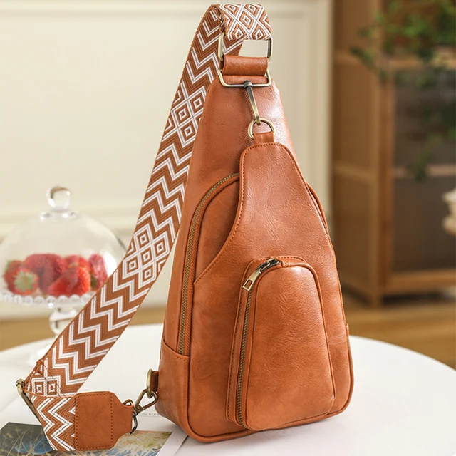 Bolsos de pecho para mujer, bolsa informal para teléfono, bolso bandolera  con correa ajustable ancha, bolso de compras