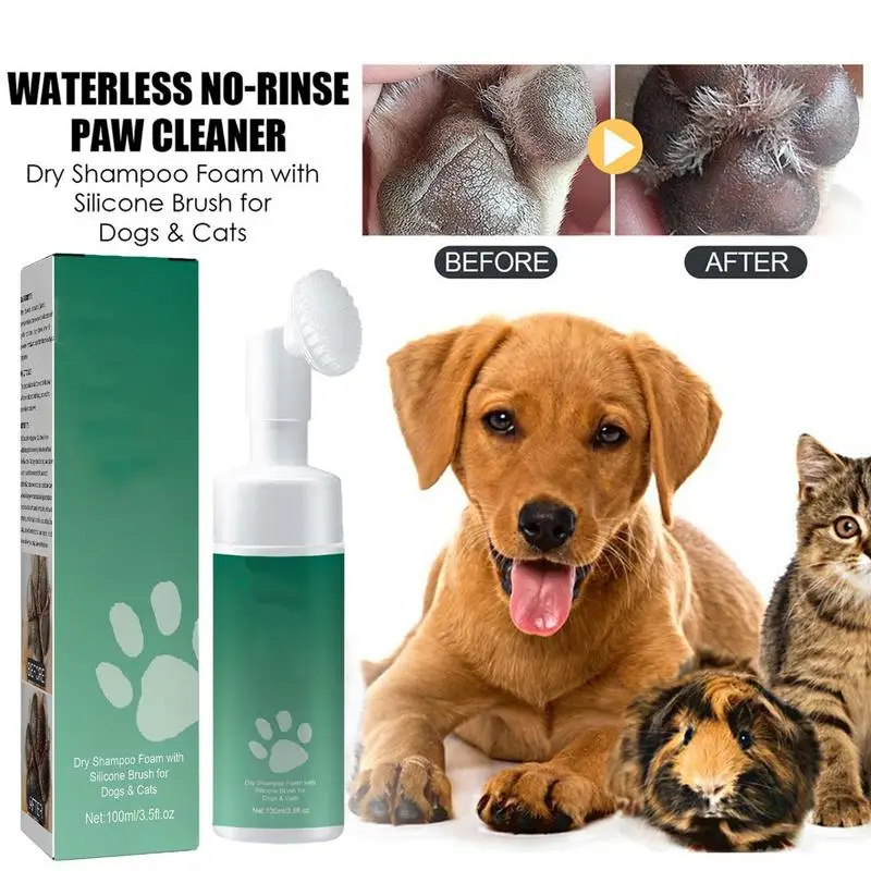 

Dog Paw Cleaner 100ml Waterless Shampoo Paw Cleaner With Brush For Dogs No Rinse Dog Shampoo Pet Foot Cleaning Foam Scrubber