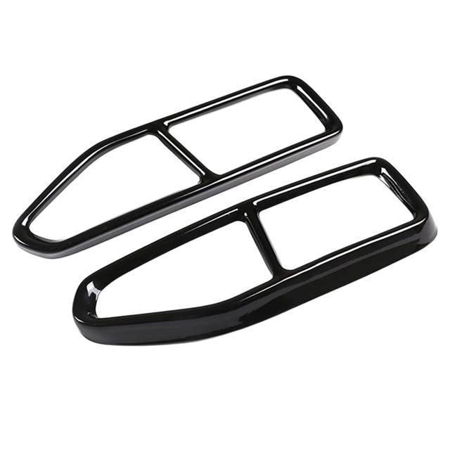 2x Tailpipe Trim Frame Decoration Cover Rustproof Glossy Black Exhaust Pipe 2x Tailpipe Trim Frame Decoration Cover Rustproof Glossy Black Exhaust Pipe
