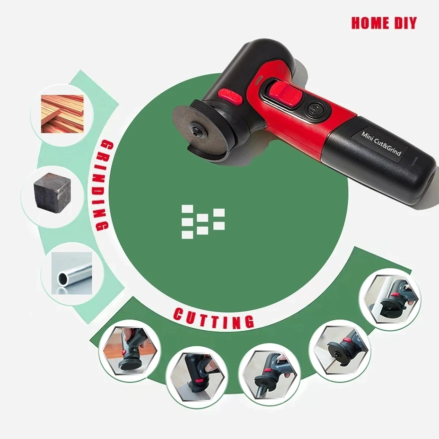 DONUMEH Cordless Angle Grinder 3inch 76mm Type-c USB Rechargeable Lithium Battery Easy Grinding Polishing Cutting Power Tools 5