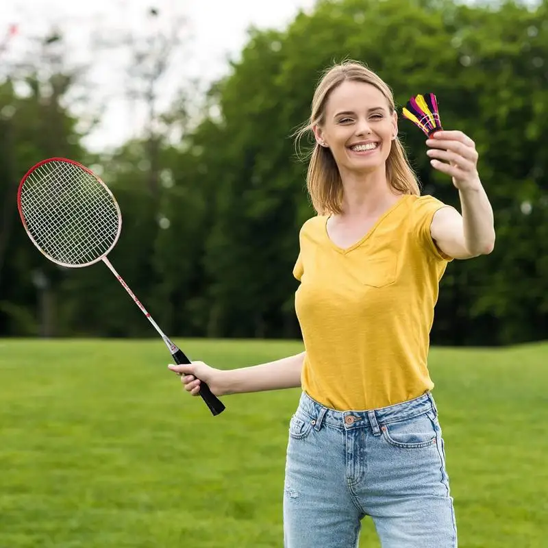 Set Colorful Youth Players 10-Pack Duck Feathers & Rubber Ball Stable Flight Badminton_voghion.com