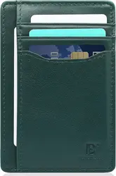 Pomelo Premium Leather Slim Wallet with RFID Protection - Ultra - Thin Card and Cash Holder (Army green)
