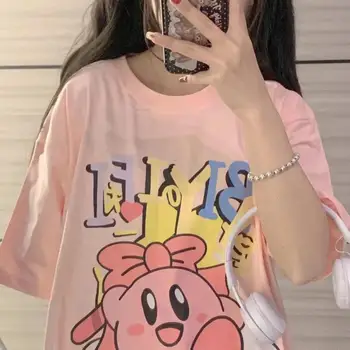 Summer Japanese Cartoon Printing Tshirt Women Harajuku Kawaii Girl Pink Loose Cotton Short T Shirt Top Female Student Clothes 2