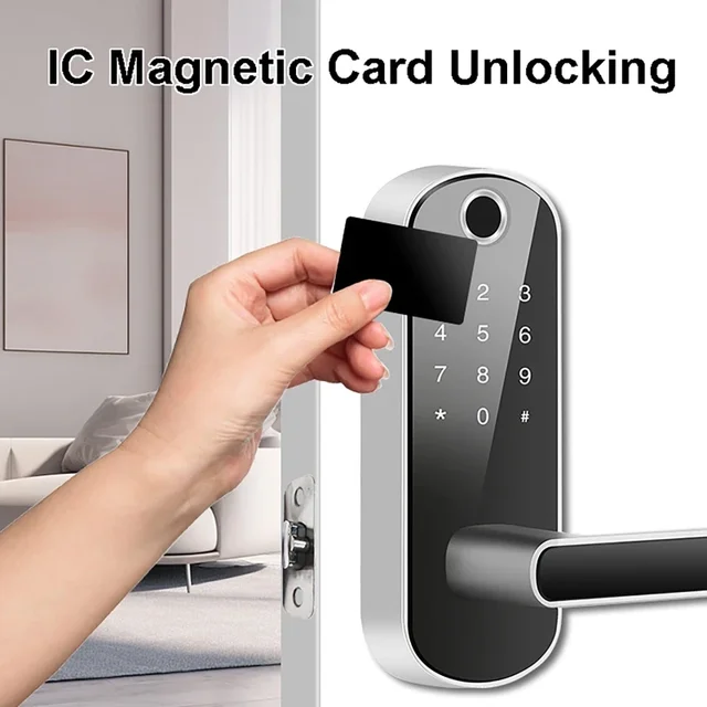 Tuya or TTLock APP Smart Door Lock Password Unlocking Remote Control Fingerprint Locks Keyless Touchscreen IP67 with IC Cards 3