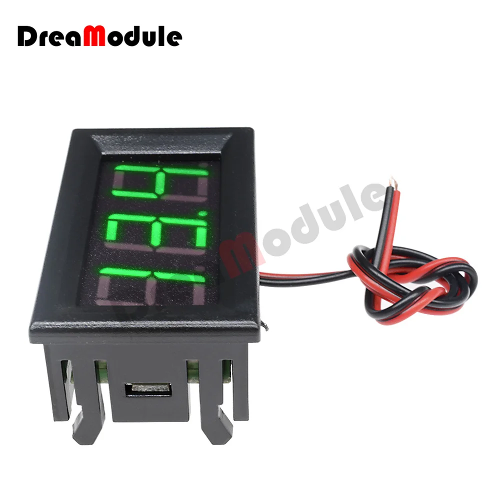 DC5V-30V Mini Digital Two-Wire Voltmeter 0.56 Inch LED Display Panel Voltage Tester Volt Meter Module for Car Red/Blue/Green