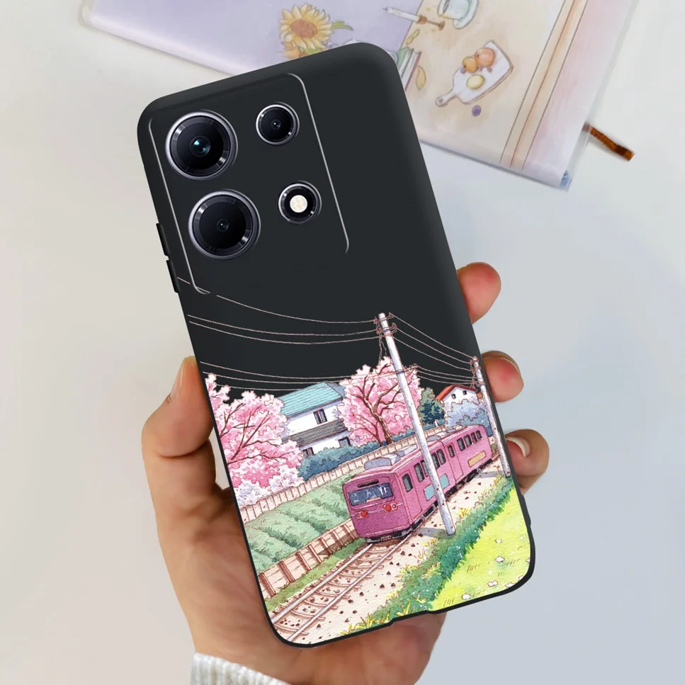 Black Silicone Cute Cat Cartoon Painted Case - Fashionable Protective Bumper Cover