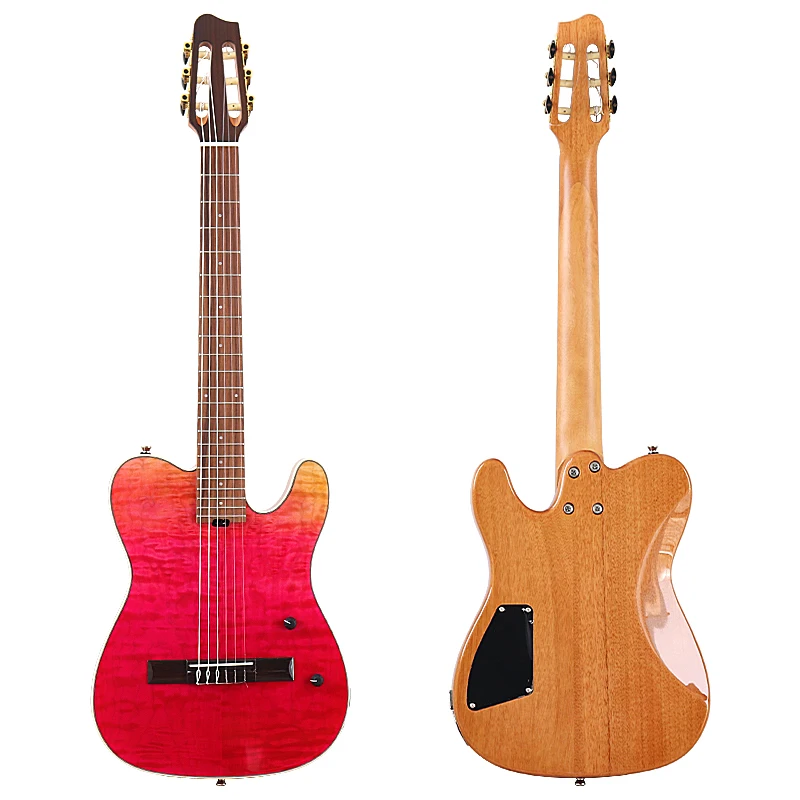 Thin Body Silent Classic Guitar 39 Inch 22 Frets Solid Wood Red Cedar Top Okoume Wood Back and Side