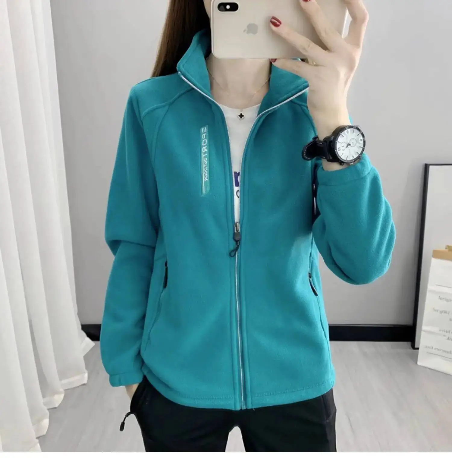Women's Plus Size Polar Fleece Zipper Jacket - Autumn Winter Casual Sportswear