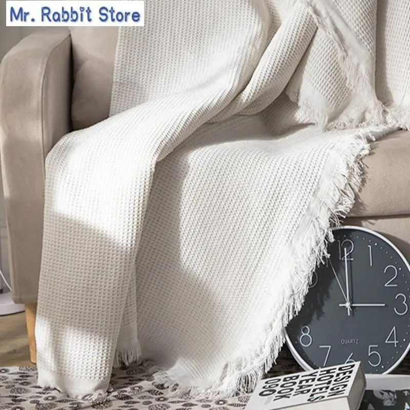 

White Blanket Thick Non-Slip Sofa Cover Throw Blankets Bedspread European Style Sofa Blanket Geometric Honeycomb Knitted Leisure