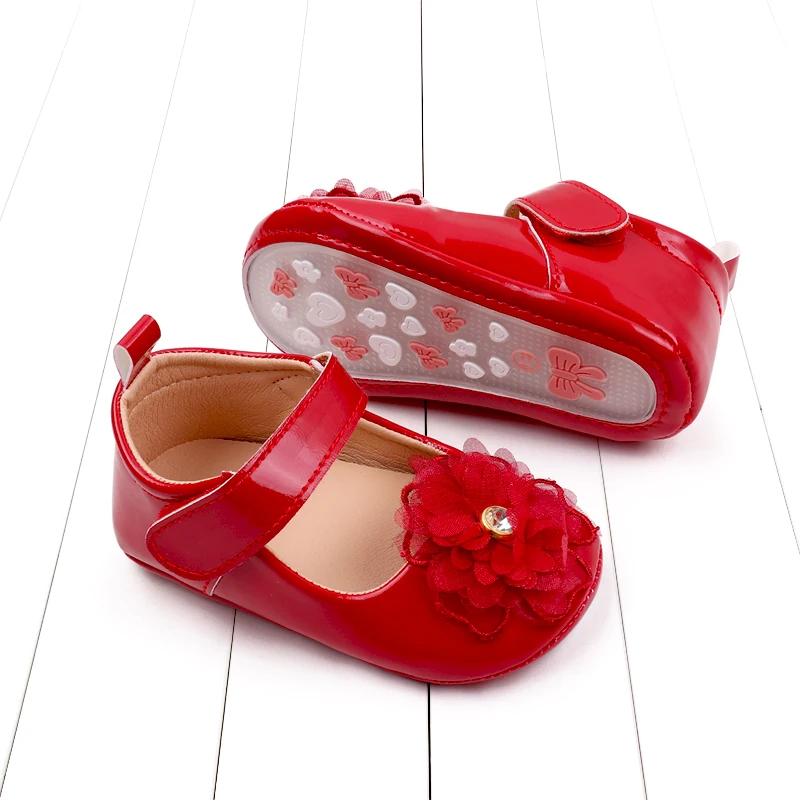 0-18M Baby Girls Princess Shoes Non-slip Soft PU Leather Flower Shoes Toddler First Walker Infant Crib