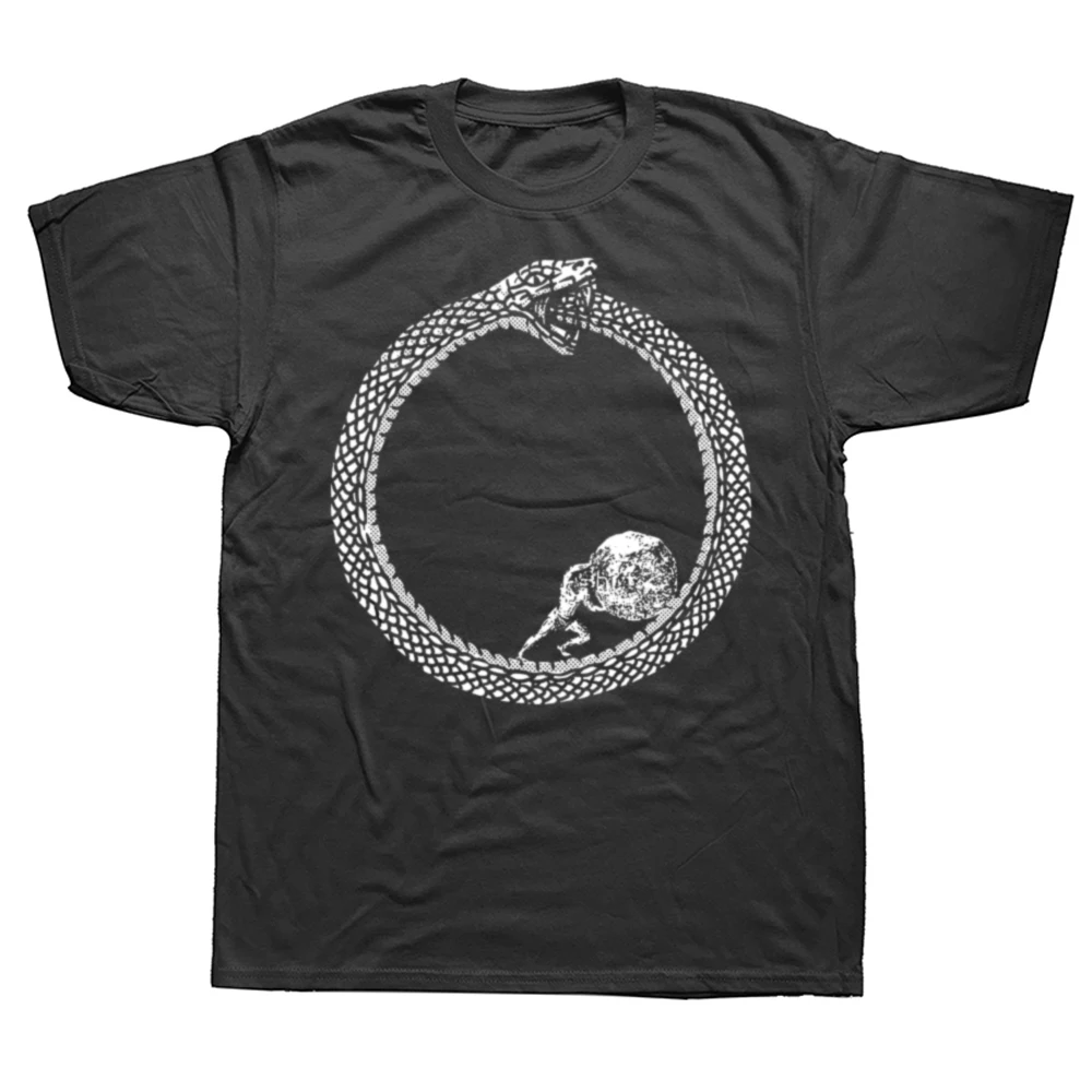 Sisyphus in einer Ouroboros Schlange Unisex Philosophie T Shirts Männer Baumwolle Humor Streetwear T-shirt Kurzarm Lose Kleidung