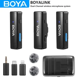 BOYA BOYALINK Wireless Lavalier Lapel Microphone for iPhone Android Smartphone DSLR Cameras Youtube Video Recording Tik Tok Vlog