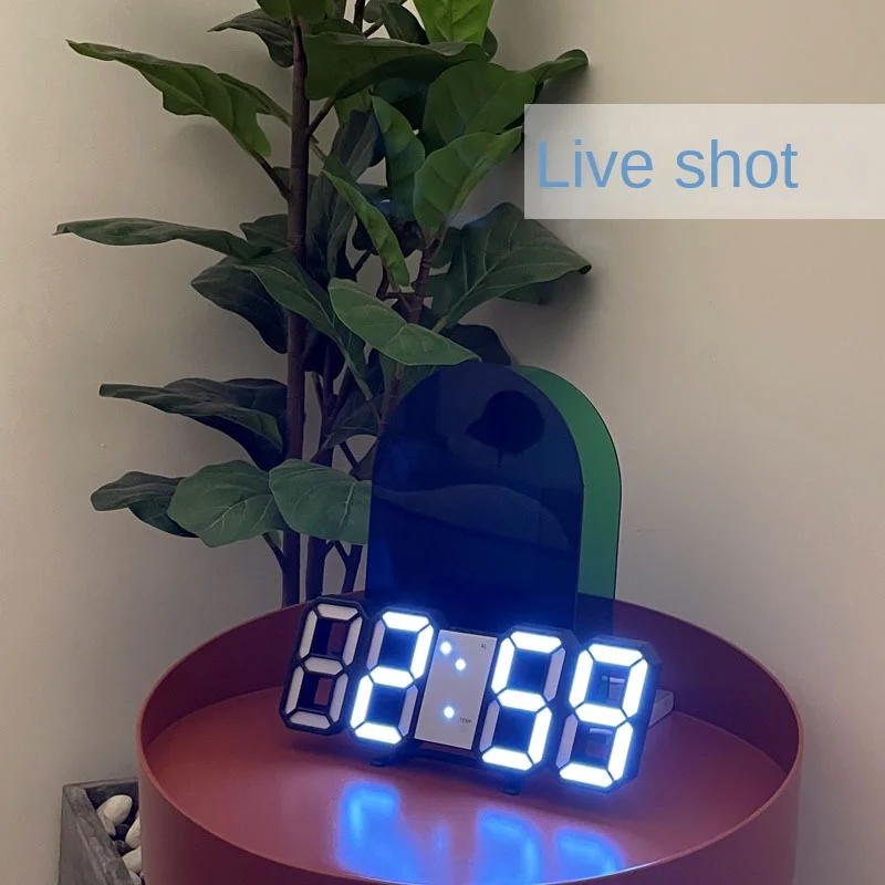 3D LED Digital Alarm Clock Wall Clock Times Date Temperature Suitable for Home Kitchen Clock Decoration Clocks Decor Garden 2