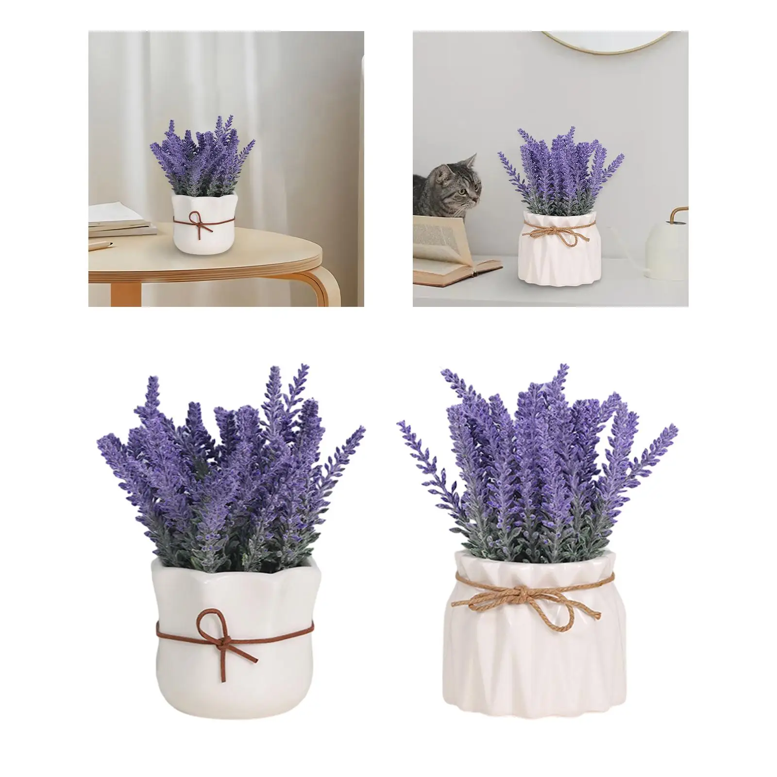 Lavender Potted Plant Ceramic Artificial Flower Pot for Kitchen Party Office