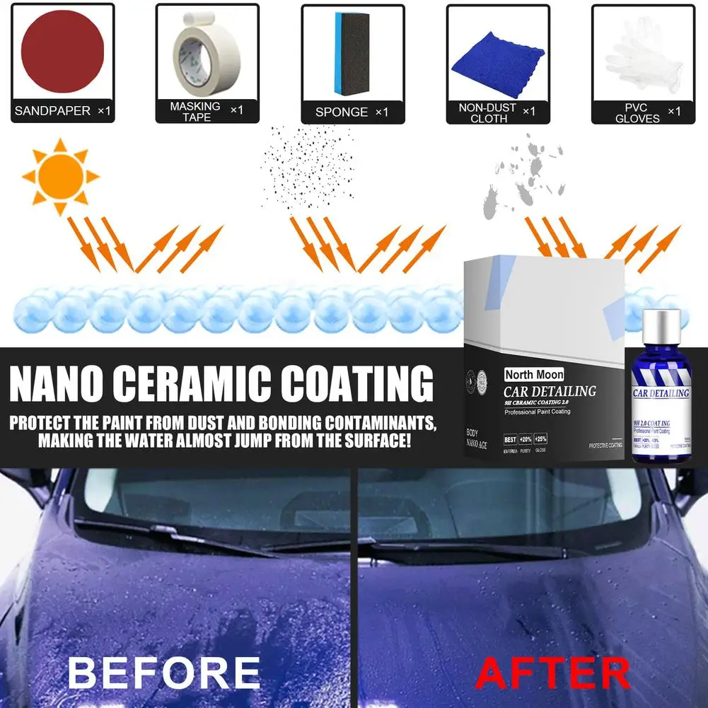 Car Ceramic Coating 50ml Car Coating Agent Waterproof Dustproof Anti-scratch Polishing Plating Ceramic Refurbishment Hydrophobic Paint Repair Agent
