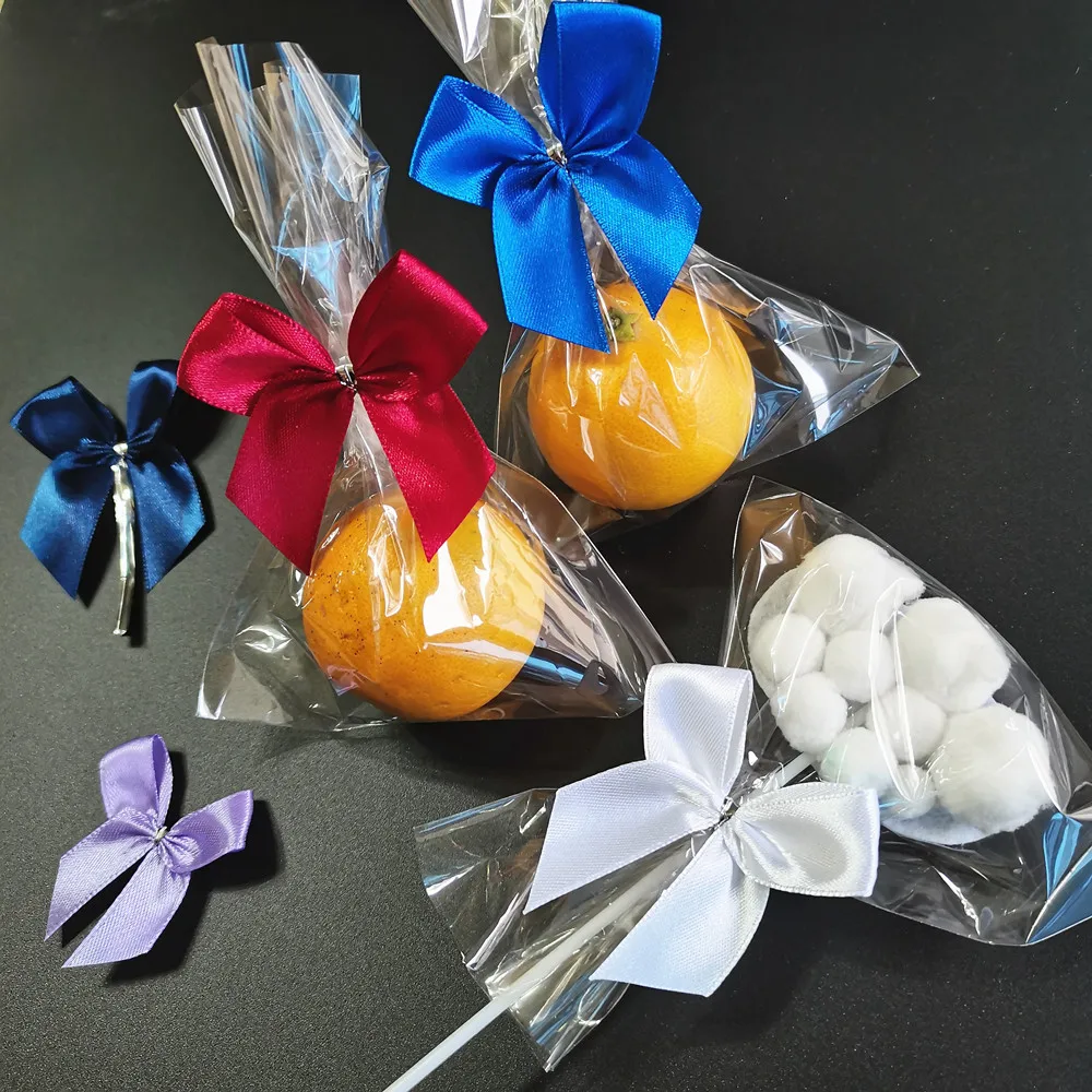 Ribbon Bows 20/50PCS 6cm Satin Ribbon Bows For Crafts Gift Knot Packaging Party Wedding DIY Decoration Bows Bakery Packing Sealing Wire ribbon bows
