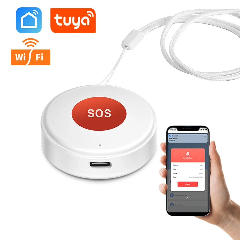WiFi Emergency Call Button Smart Tuya Caregiver Pager Phone Alert Transmitter for Seniors Patients Elderly medical alert button emergency alarm button