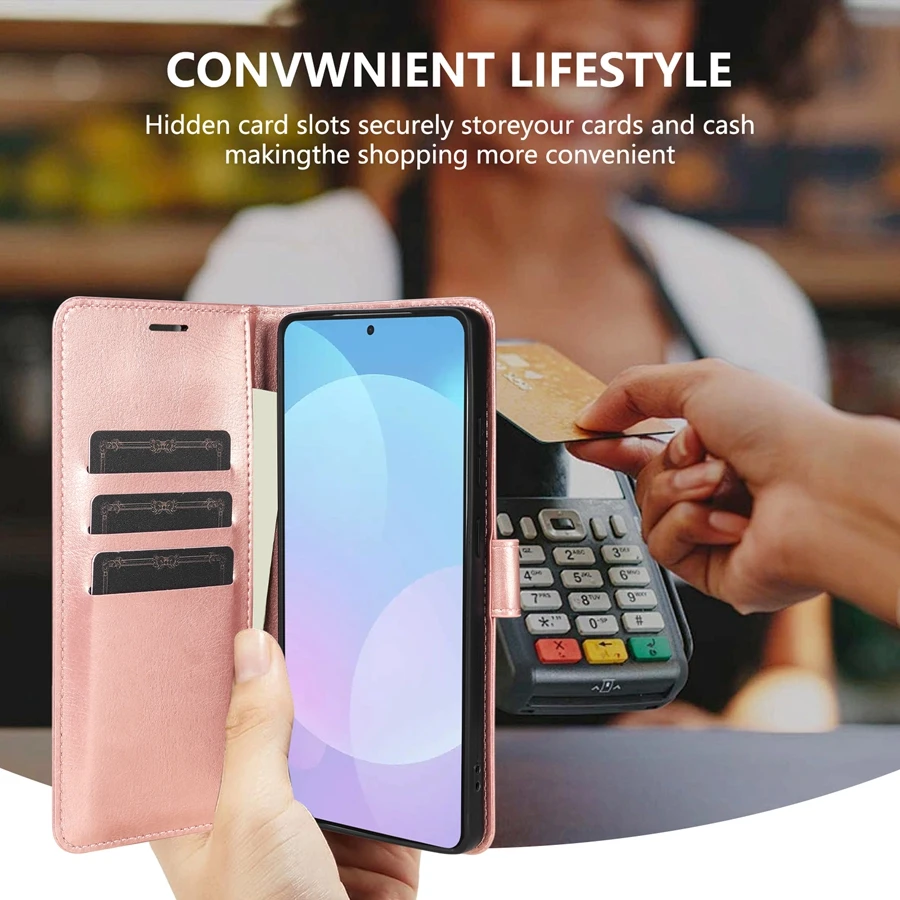 Leather Flip Wallet Case with Magnetic Closure