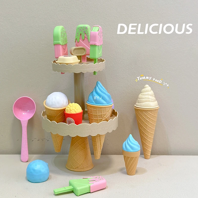 Baby Ice Cream Toys Set Simulation Make Afternoon Tea Dessert Pretend Play Food Game Play House Party Activities Games Girl Toy