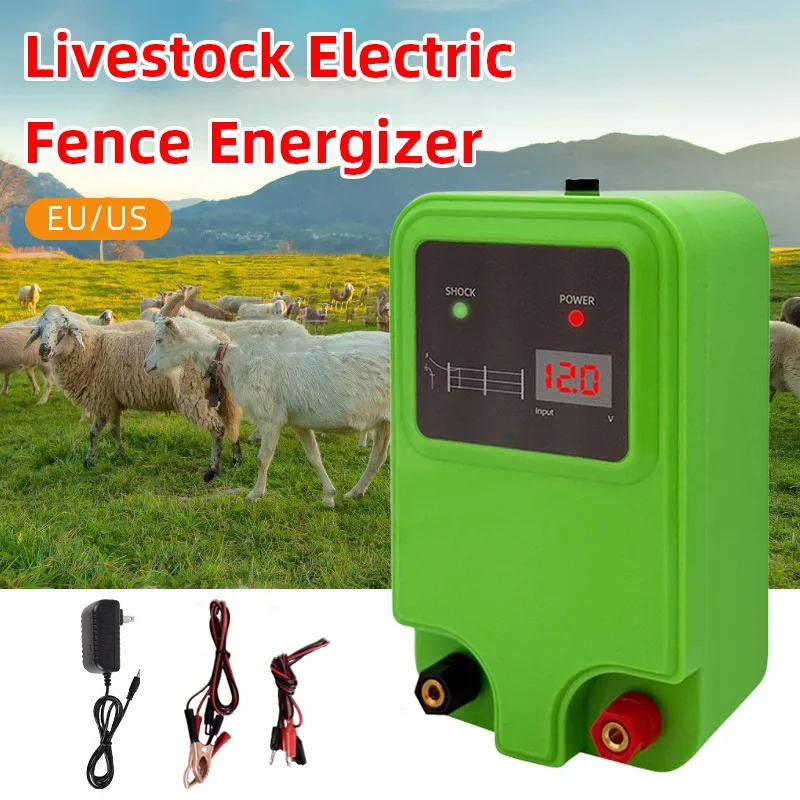 High Voltage Pulse Electric Fence Energizer for Livestock Farm Ranch Pasture Electronic Fencing Charger Predator Deterrent
