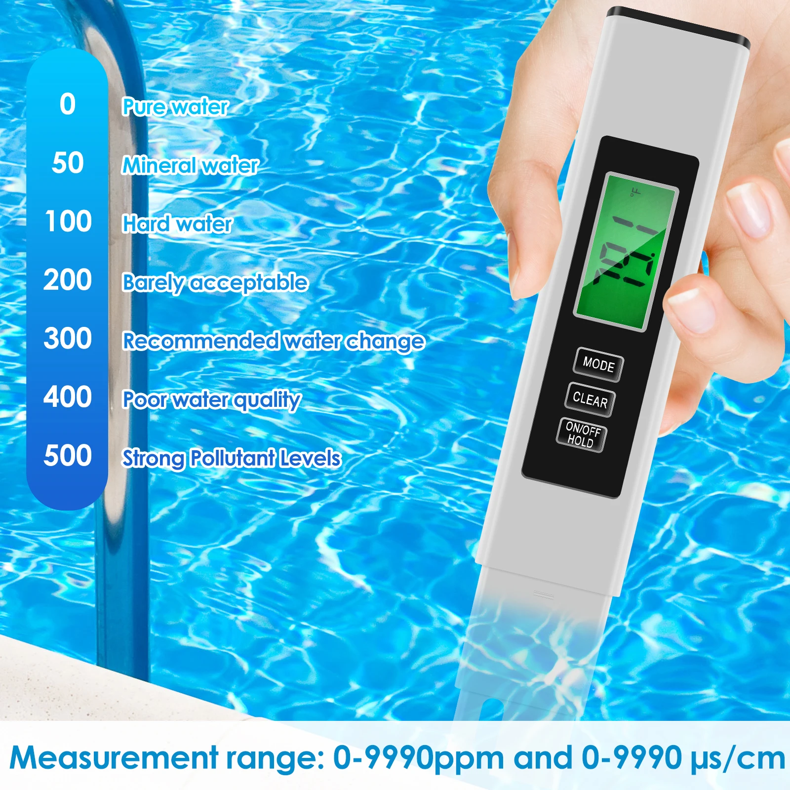 1/2 Pcs Accurate Water Quality Tester Fast and Easy TDS Water Meter Multipurpose Digital Water Test Meter for Drinking Aquarium
