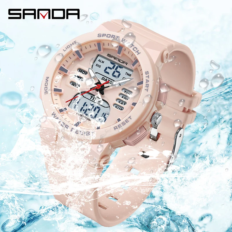 Digital Watch Quartz Watch SANDA Luxury Ms LED Sport Watch Fashion Casual Ladies Dual Display Women Girl Military Waterproof