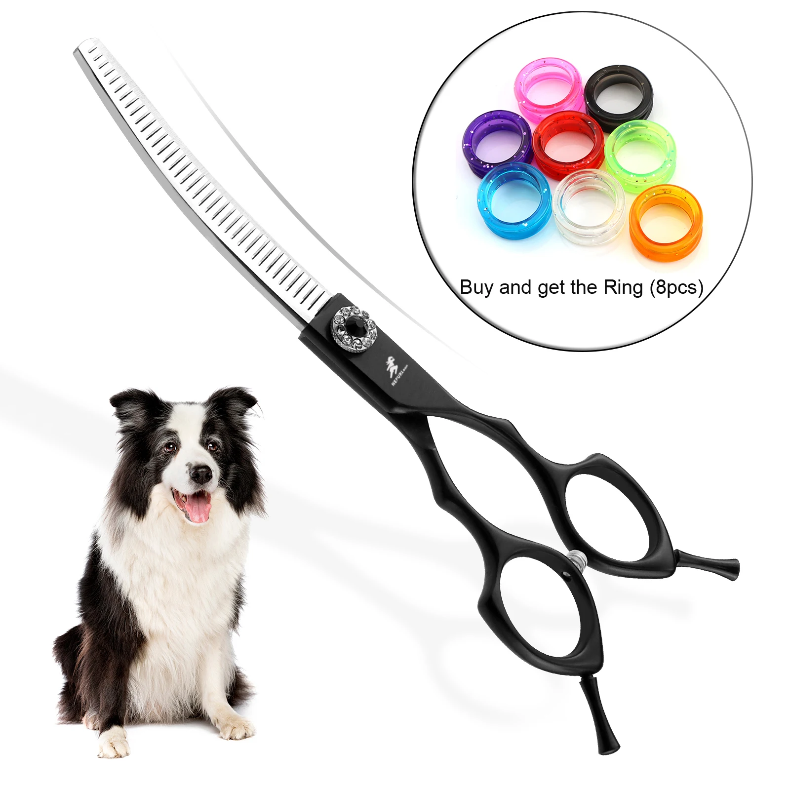 

Ножницы для груминга собак и домашних животных, 7,0 дюйма, Черные ножницы, ножницы для стрижки