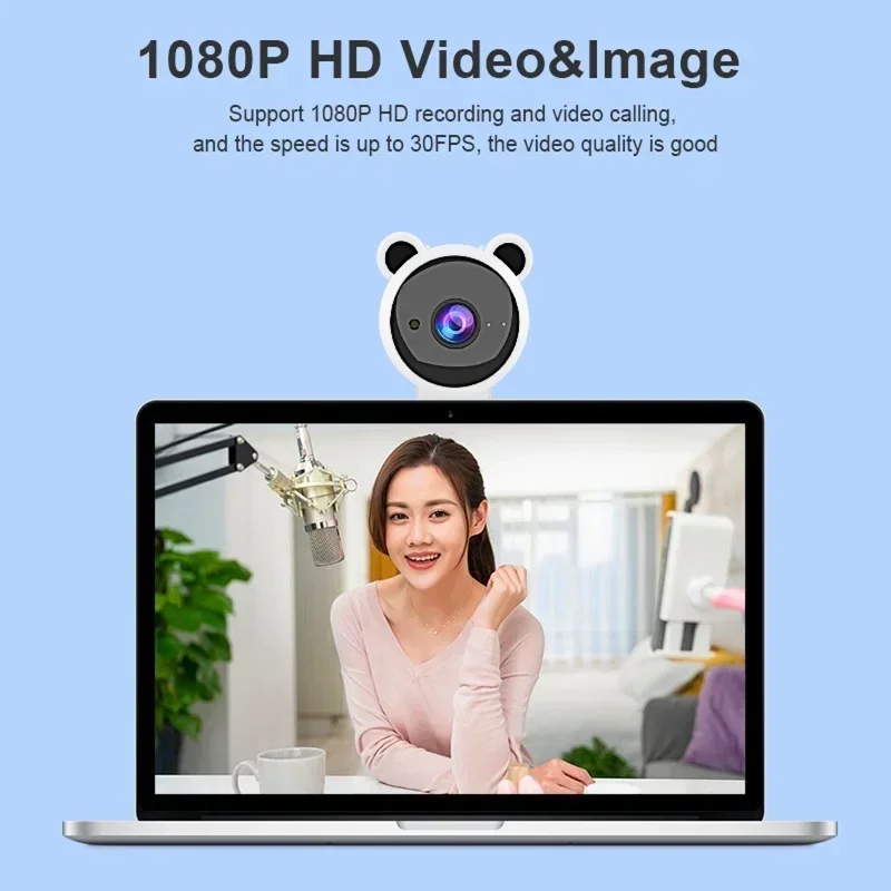 

1080P HD Camera With Built-In Microphone Video Camera USB Webcam Focus Night Vision Full HD Pink Webcam Computer Web Camera