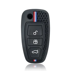Premium Silicone Car Remote Key Fob Cover - 3 Button Protection Case, Hot New Design (Black)