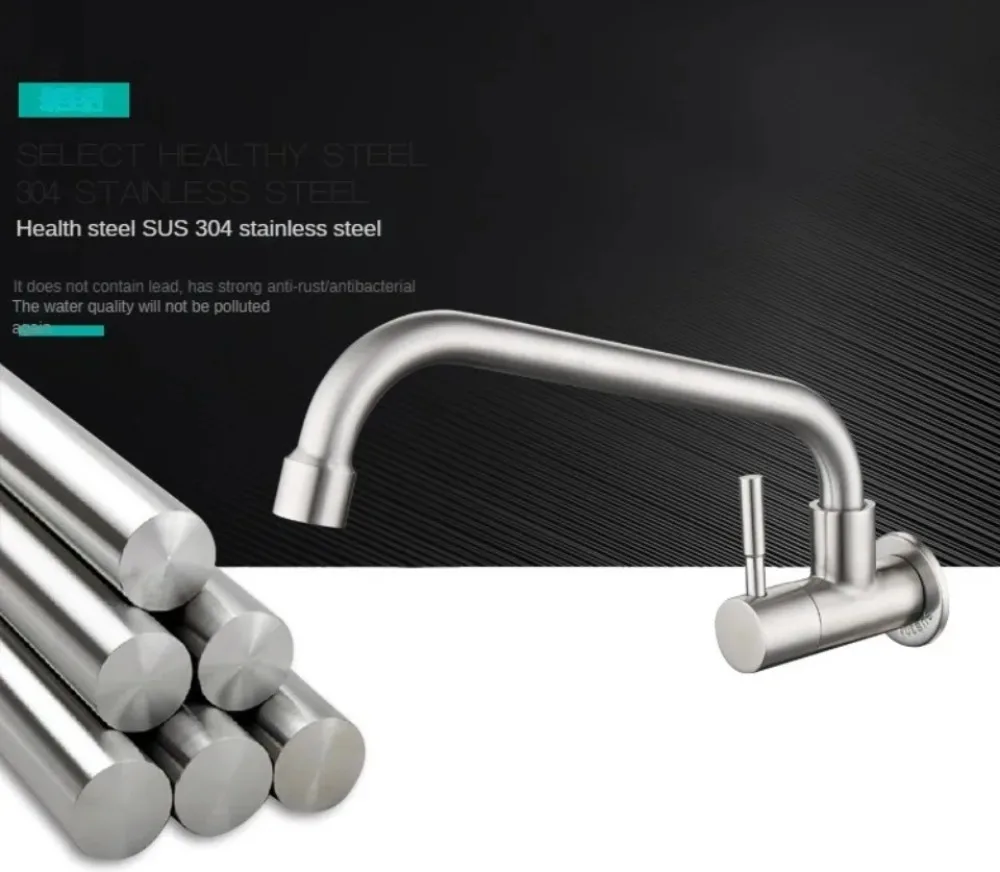 Description Picture 5 of itemKitchen Faucet Stainless Steel Wall Mounted Single Cold Water Faucet Lower Curve Faucet Wall Sink Water Tap Premium Quality