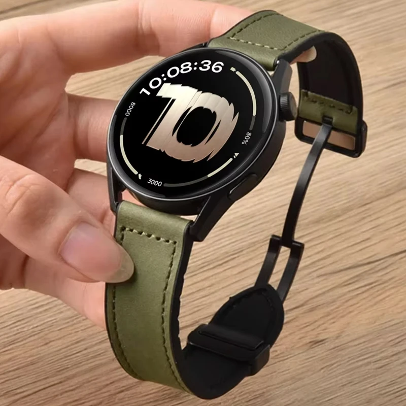 Elegant Leather and Silicone Magnetic Watch Strap, 18-22mm, Universal Fit