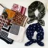 Vintage Flower Pattern Head Neck Scarves 65*65cm Cotton Linen Print Square Scarf For Women Small Shawls Female Bag Scarves 4