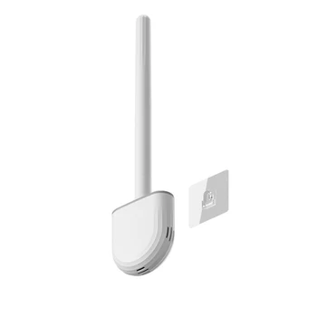Wikhostar wandmontierte Toilettenbürste: Silikon Flachbürstenkopf Toilettenreiniger Bürstenset - Perfekte Reinigung für Badezimmer & WC