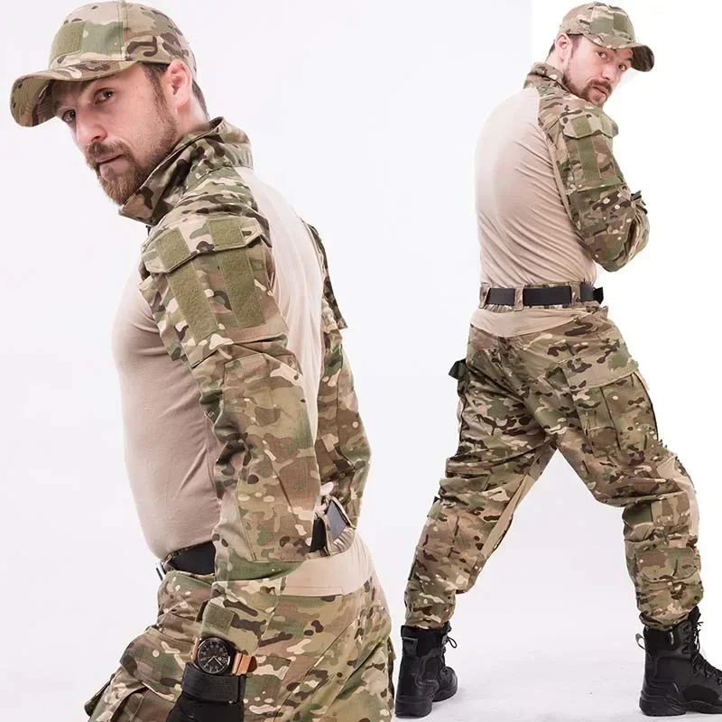 Combat Uniform Tactical Shirts G3 Camo Hiking Shirts Hunting Clothes Wear-resisting Men Clothing Camping Cargo Pants Elasticity 6