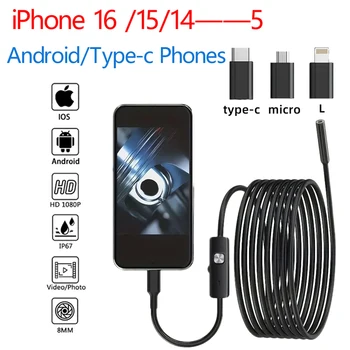 HD1920P Endoscope Inspection Camera Type-C Mini Inspection Camera IP67 Car Sewer Pipeline Borescope for Android IOS iphone 1
