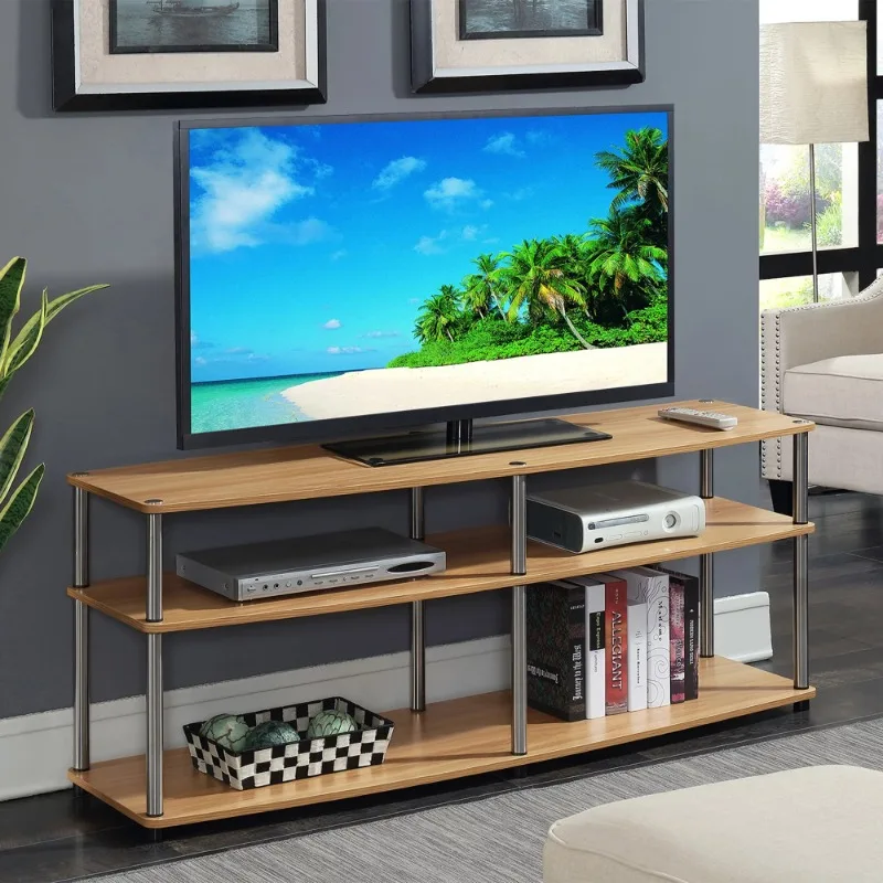 

Convenience Concepts Designs2Go No Tools 3 Tier Wide TV Stand for TVs up to 65 Inches, Light Oak