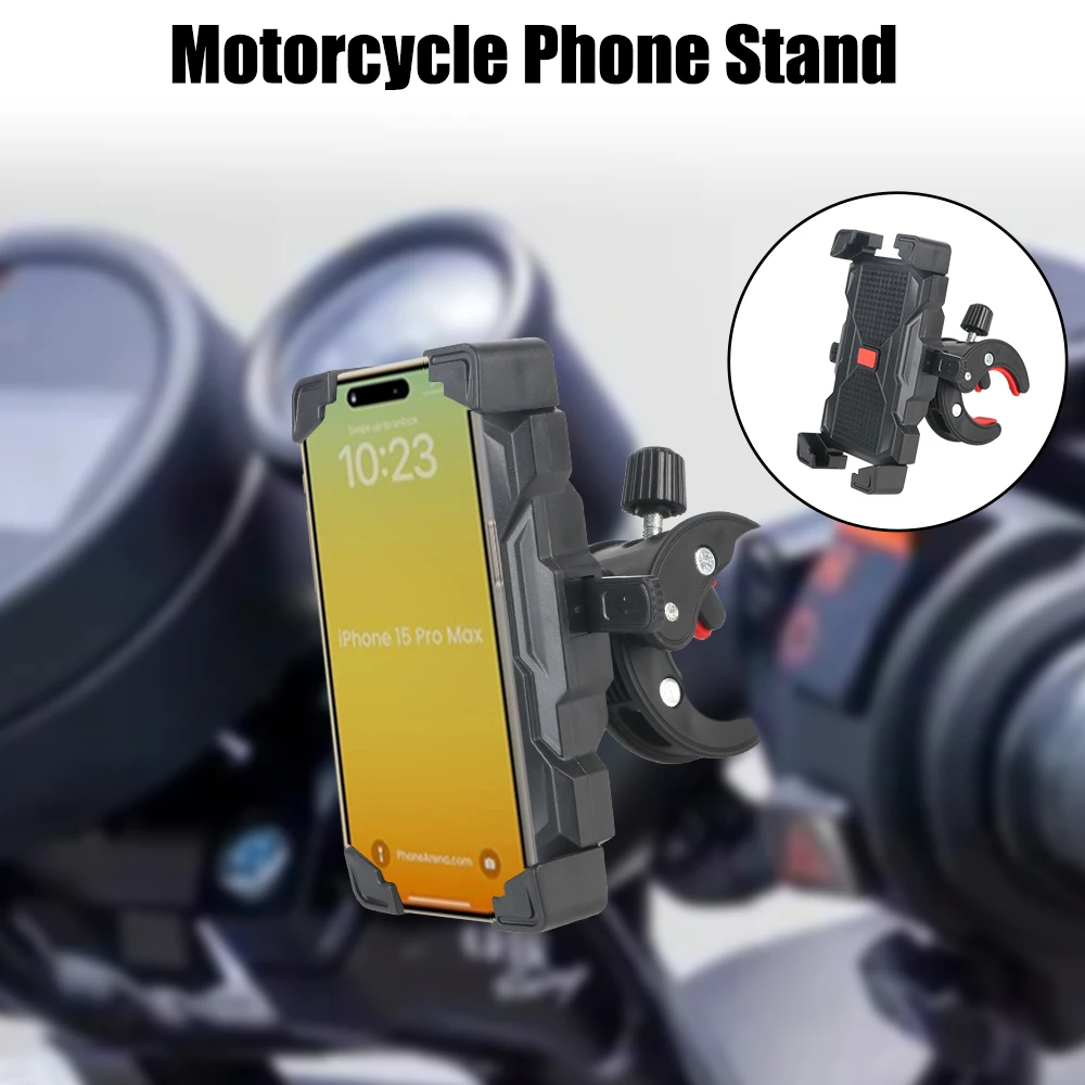 

Bicycle Motorcycle Phone Holder Support 360° Rotating Automatic Lock Telescopic Adjustable GPS Navigation Support