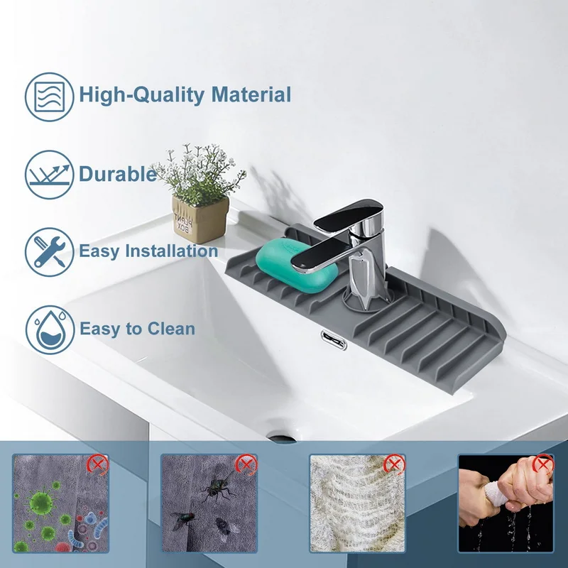 Faucet Drain Pad Silicone Faucet splash Kitchen sink drying Water block