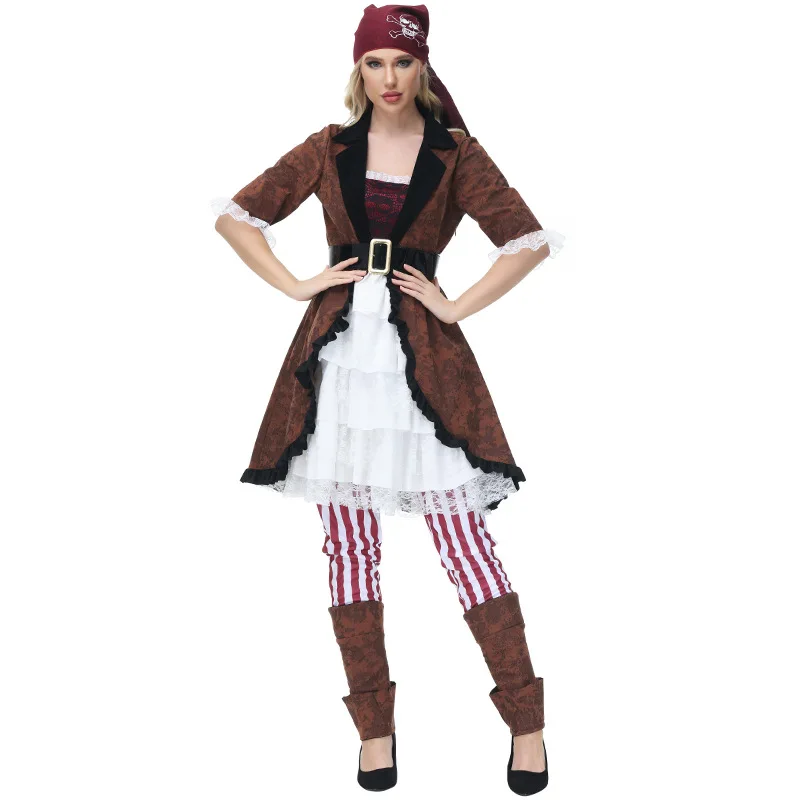 

Halloween Carnival Party Caribbean Pirate Cosplay Women Stage Performance Medoeval Gothic Jack Sparrow Captain Fancy Dress