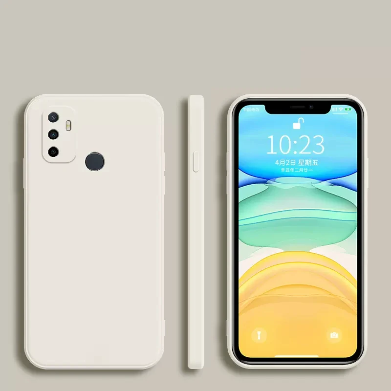 Sleek Silicone Square Frame Phone Case - Soft Matte Back Cover