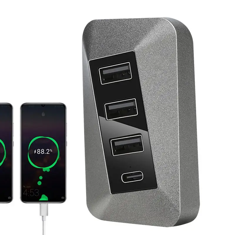 

Док-станция для ящика для перчаток Tesla Model 3 Y, высокоскоростной 4 USB-разветвитель, флокирующий адаптер, разветвитель