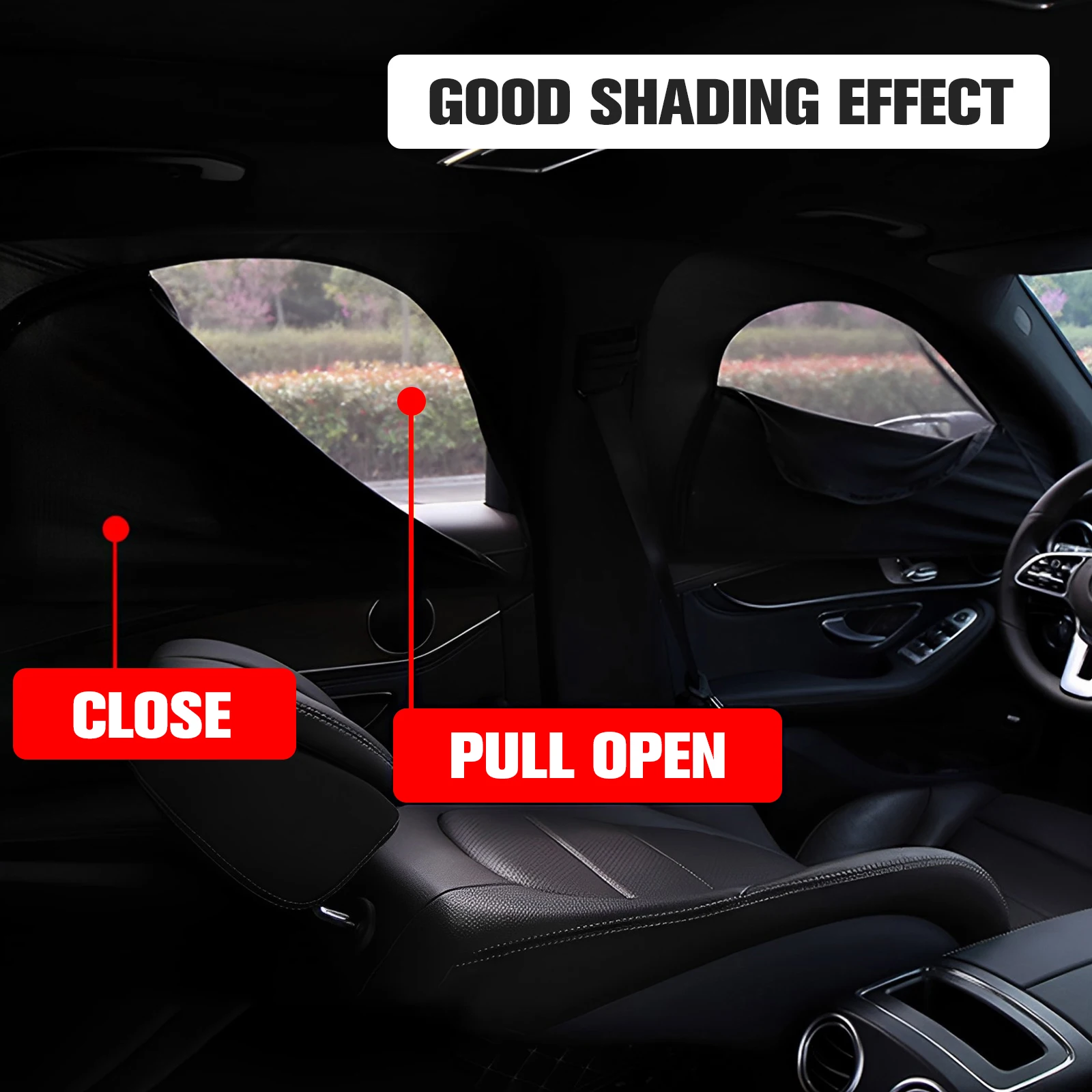 2Pcs Car Window Shade Elastic Auto Front/Rear Side Window Sun Shade Breathable Car Privacy Sunshade Curtain with Zipper